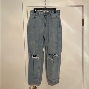 Hollister Light Blue High Rise Rhinestone Jeans